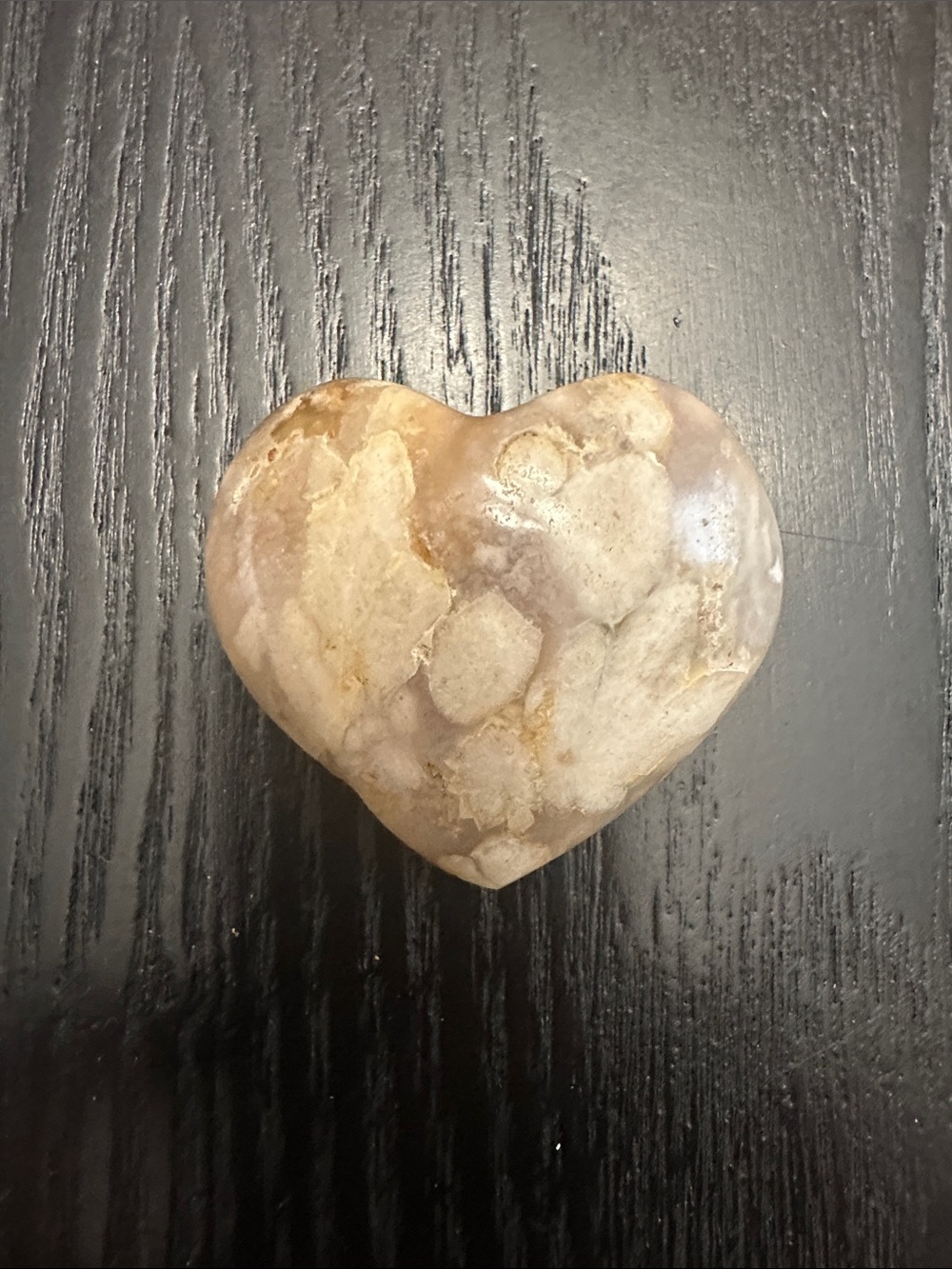 Hand-Carved Natural Stone Heart - Cream Brown Decorative Accent
